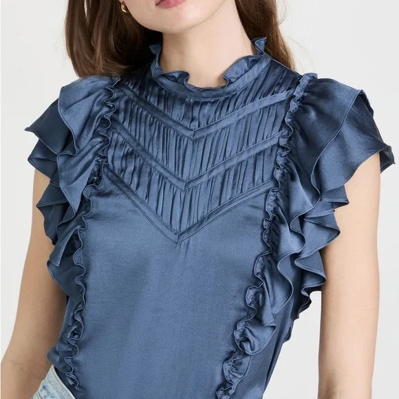 Veronica Beard Mandell top in slate - Picture 2 of 7